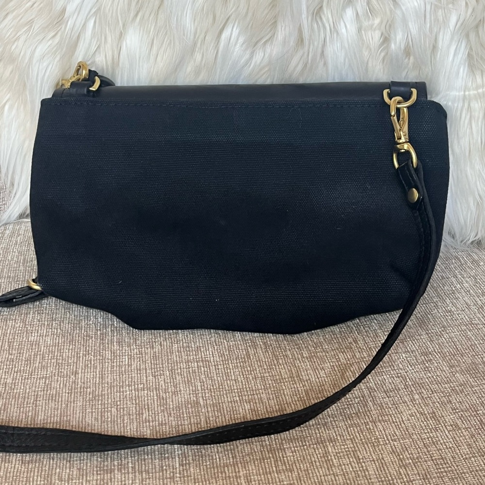 R. Riveter Patton Signature Black Canvas and Black Leather Crossbody - Picture 5 of 9